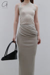 OUDE WAAG knitted asymmetric suspender vest OW-23SS-TP06 meters gray
